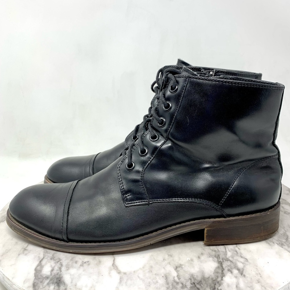 Kenneth Cole Reaction Direct Route Black Leather Lace-Up Boots 7.5 Mens Classic - Picture 3 of 15